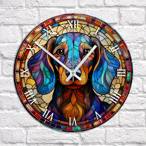 Dachshund Suncatcher Effect Clock